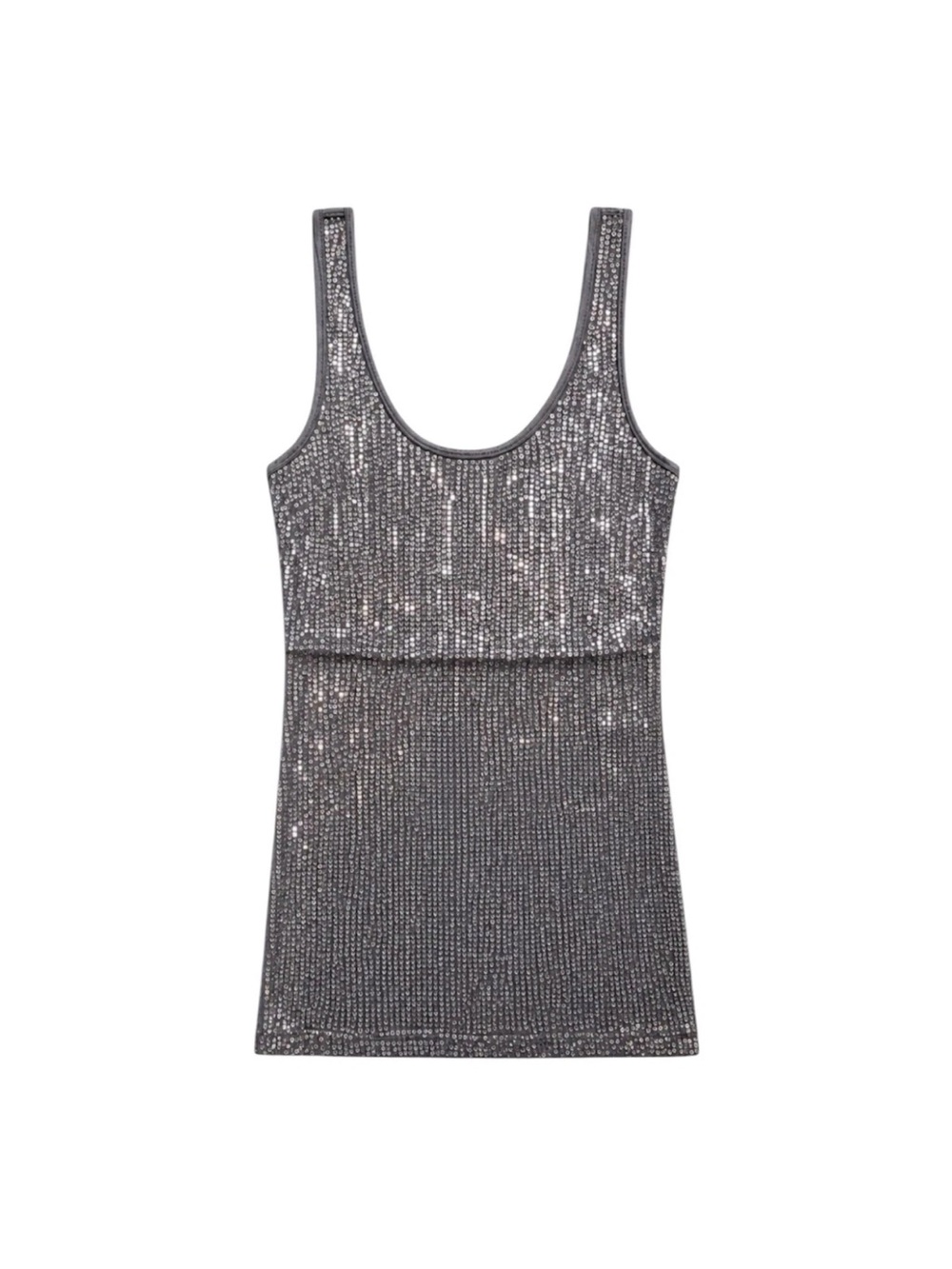 Express XS gray Sequin Tank Top Y2K Sparkle Party Going Out Glam